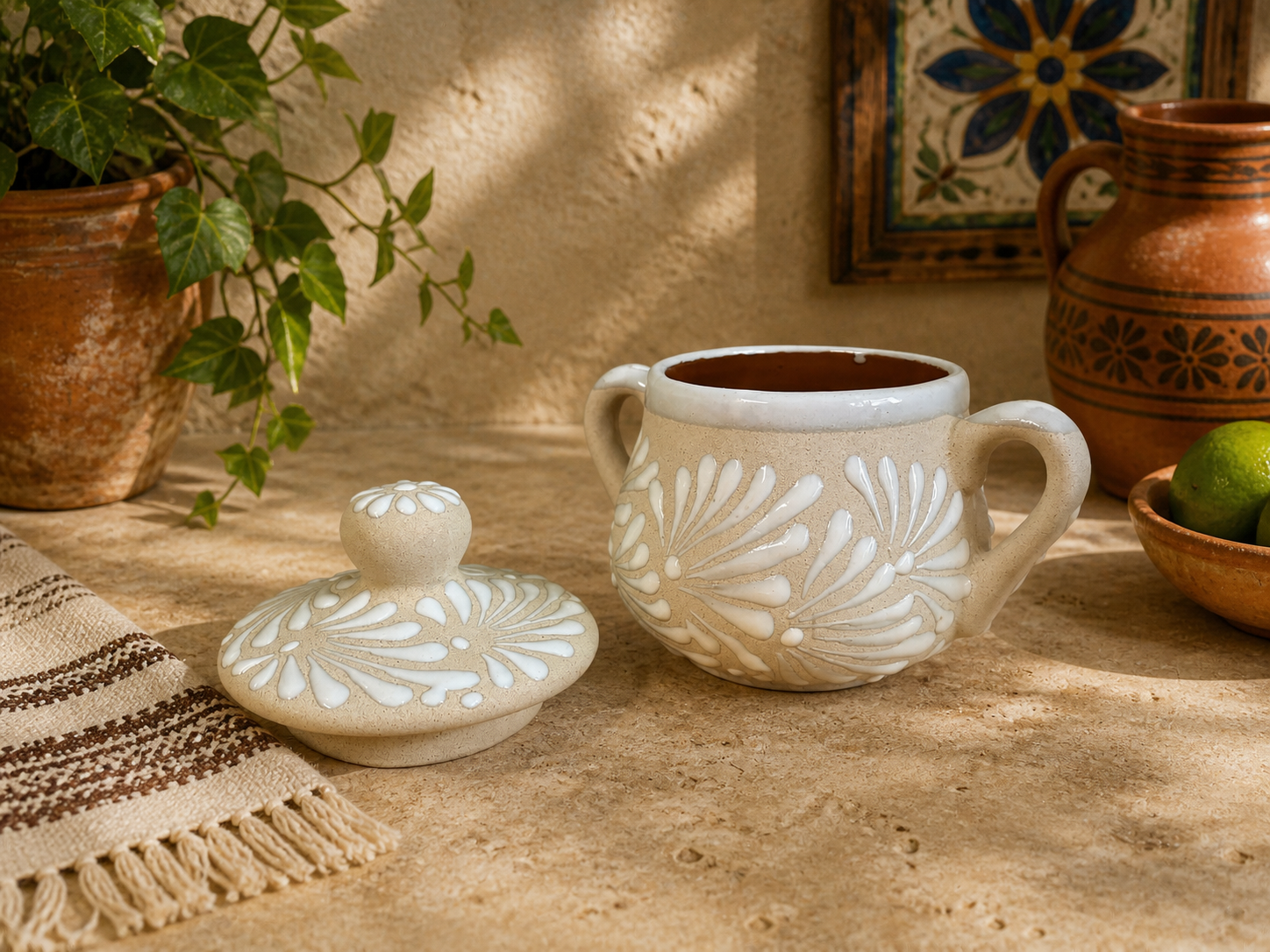 White espiga sugar bowl