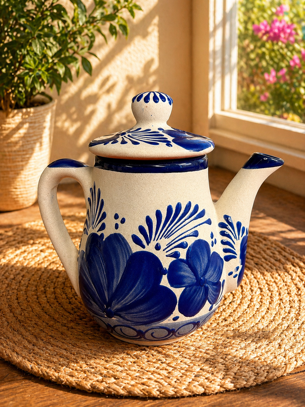 Blue Floral Teapot