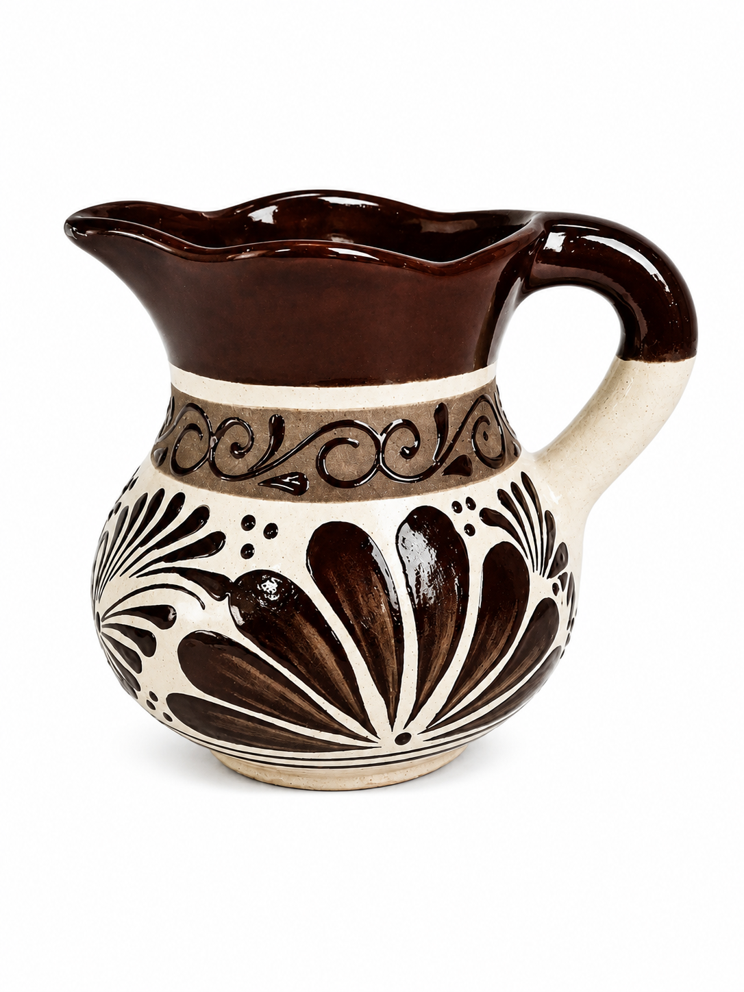 Brown Floral Pitcher