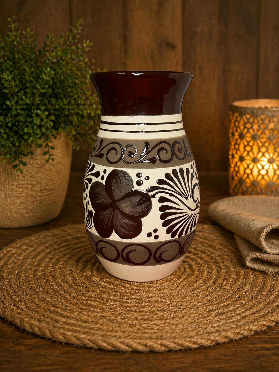 Brown Floral Vase