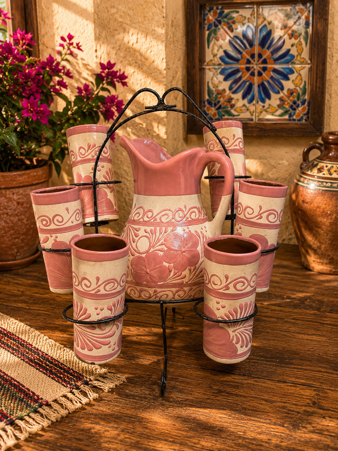 Pink Pitcher cup set