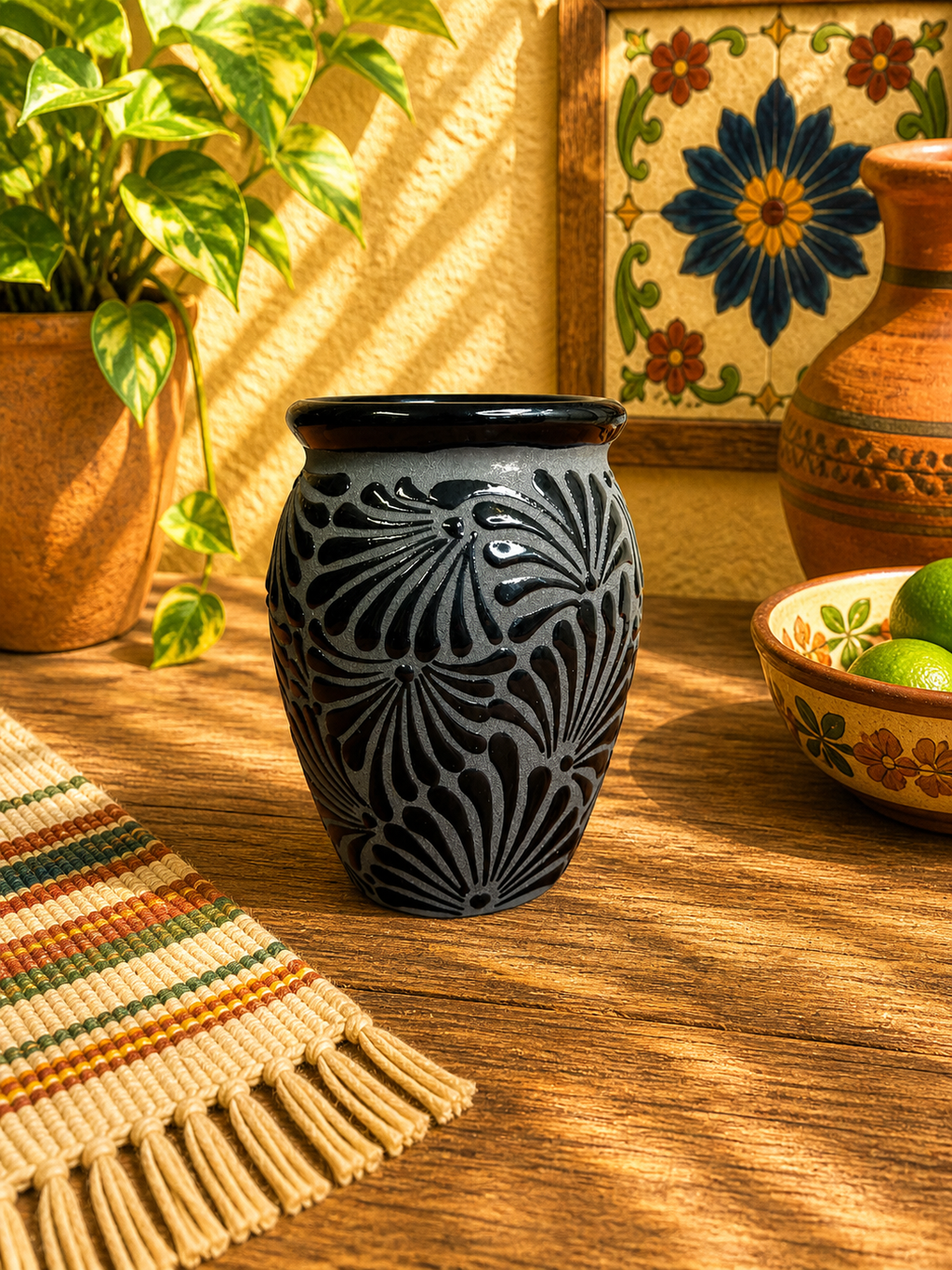 Black Espiga flower vase