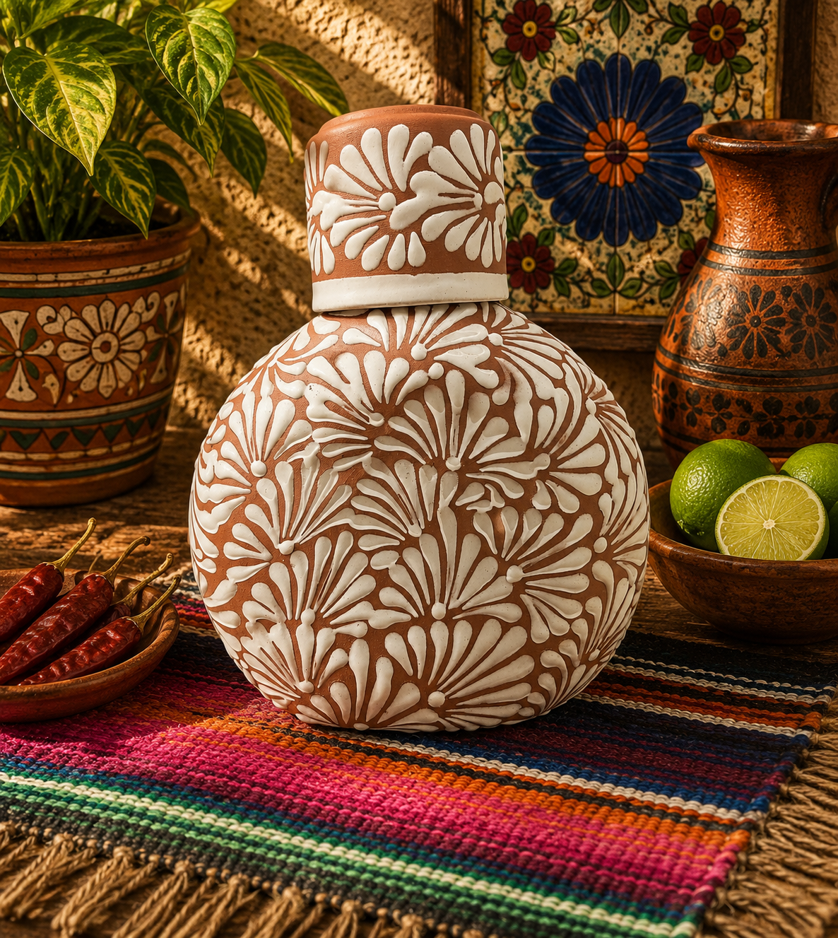 White Talavera Decanter