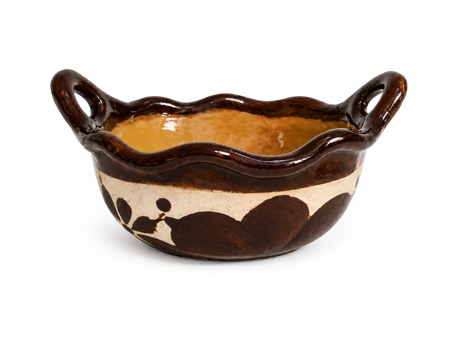 Brown Floral salsa bowl