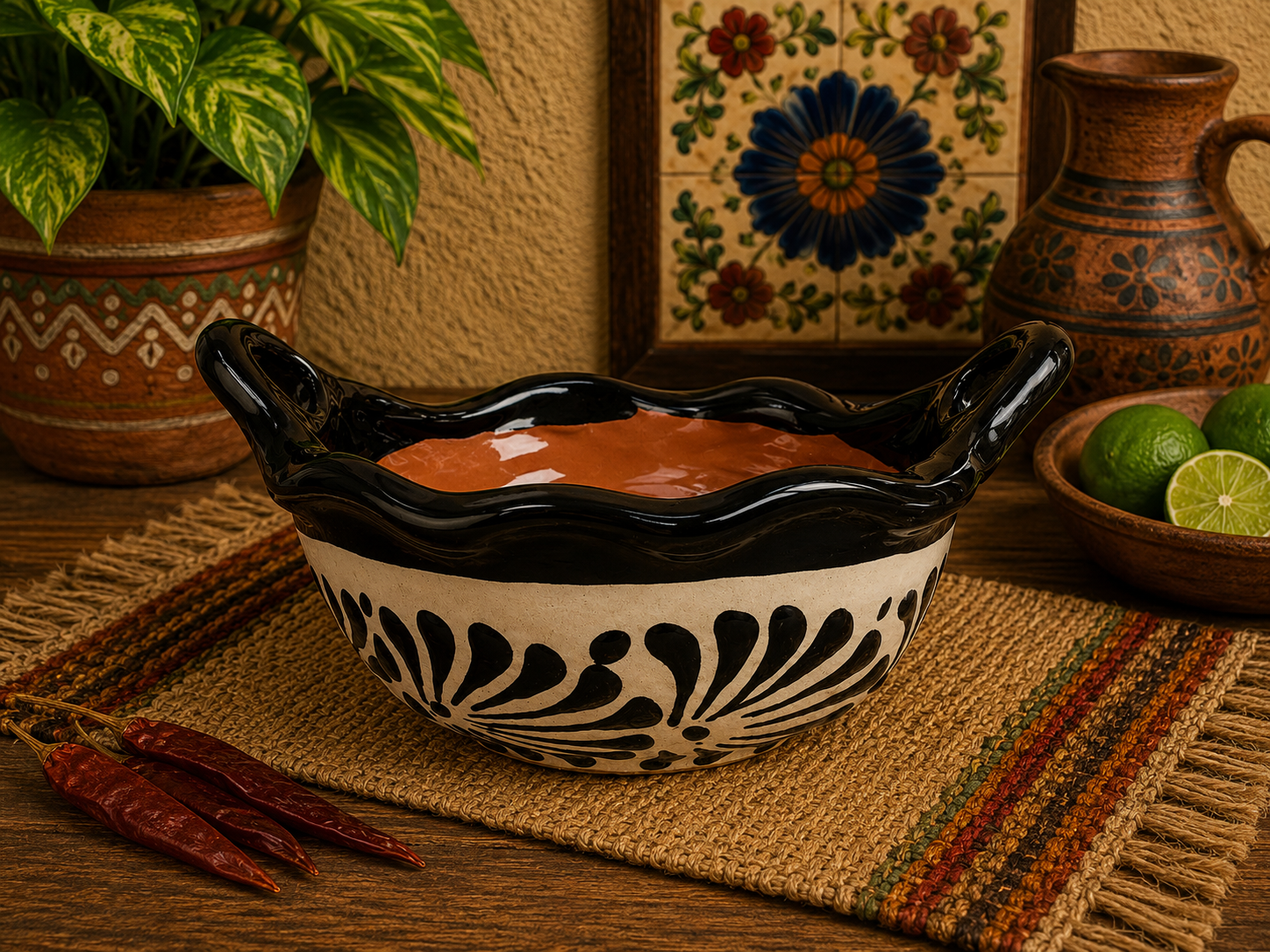 Black/cream Small Salsa Bowl