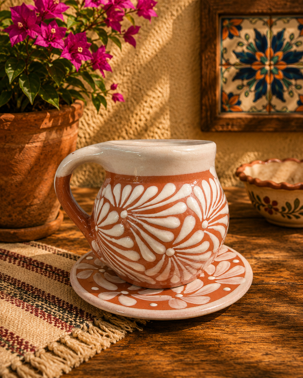White barro Mug & Saucer