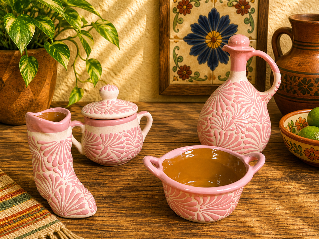 Pink Espiga Sugar Bowll