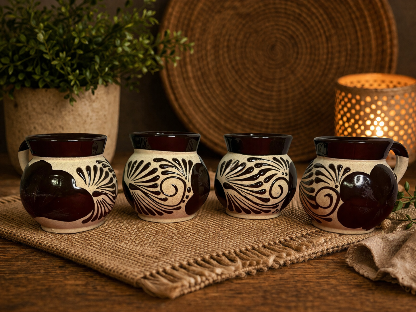 Brown Floral Mug