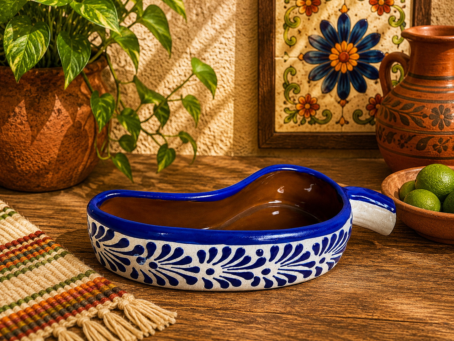 Blue jalapeño salsa bowl