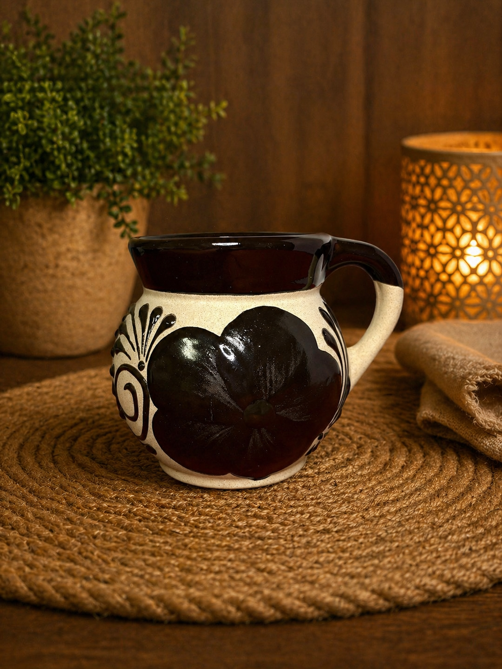 Brown Floral Mug