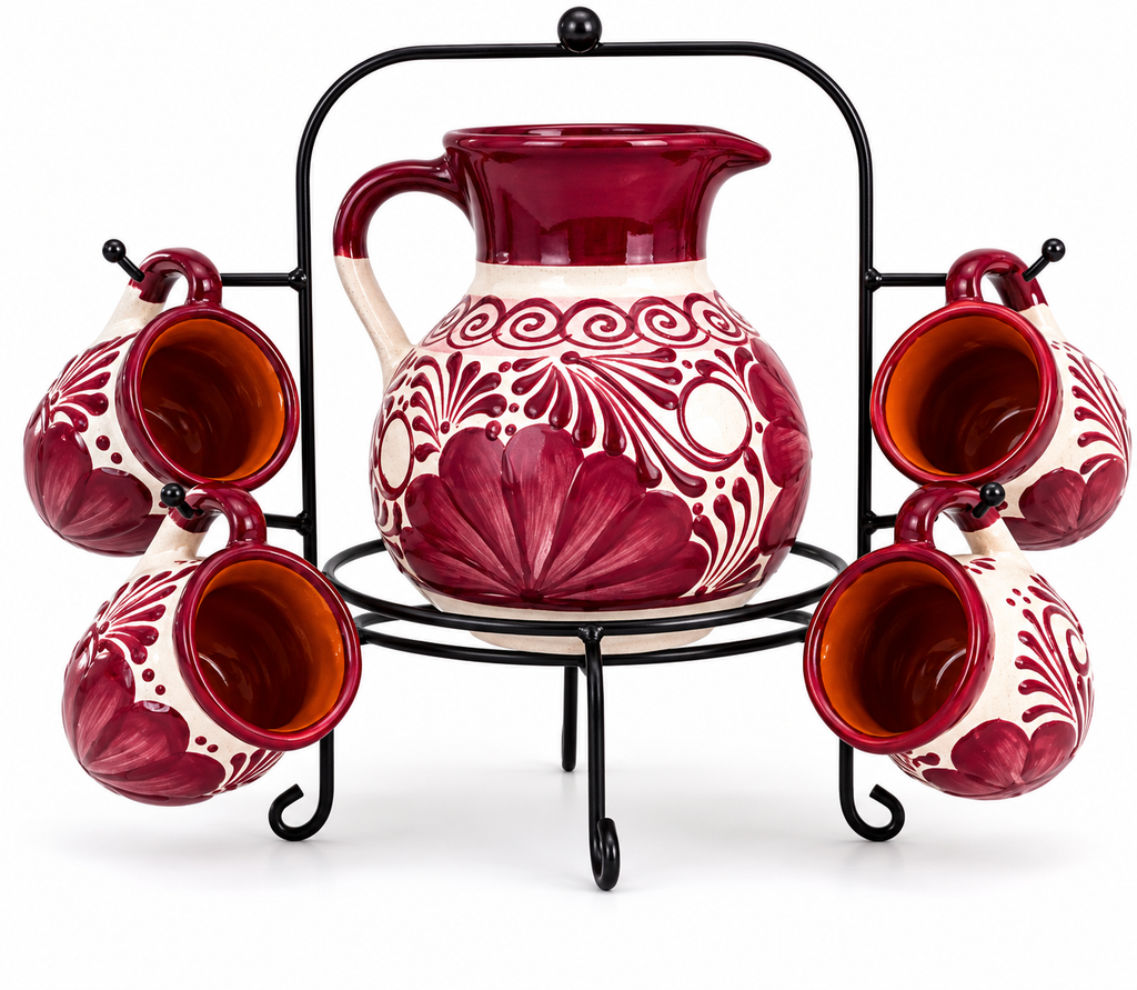 Wine Floral Pitcher Set