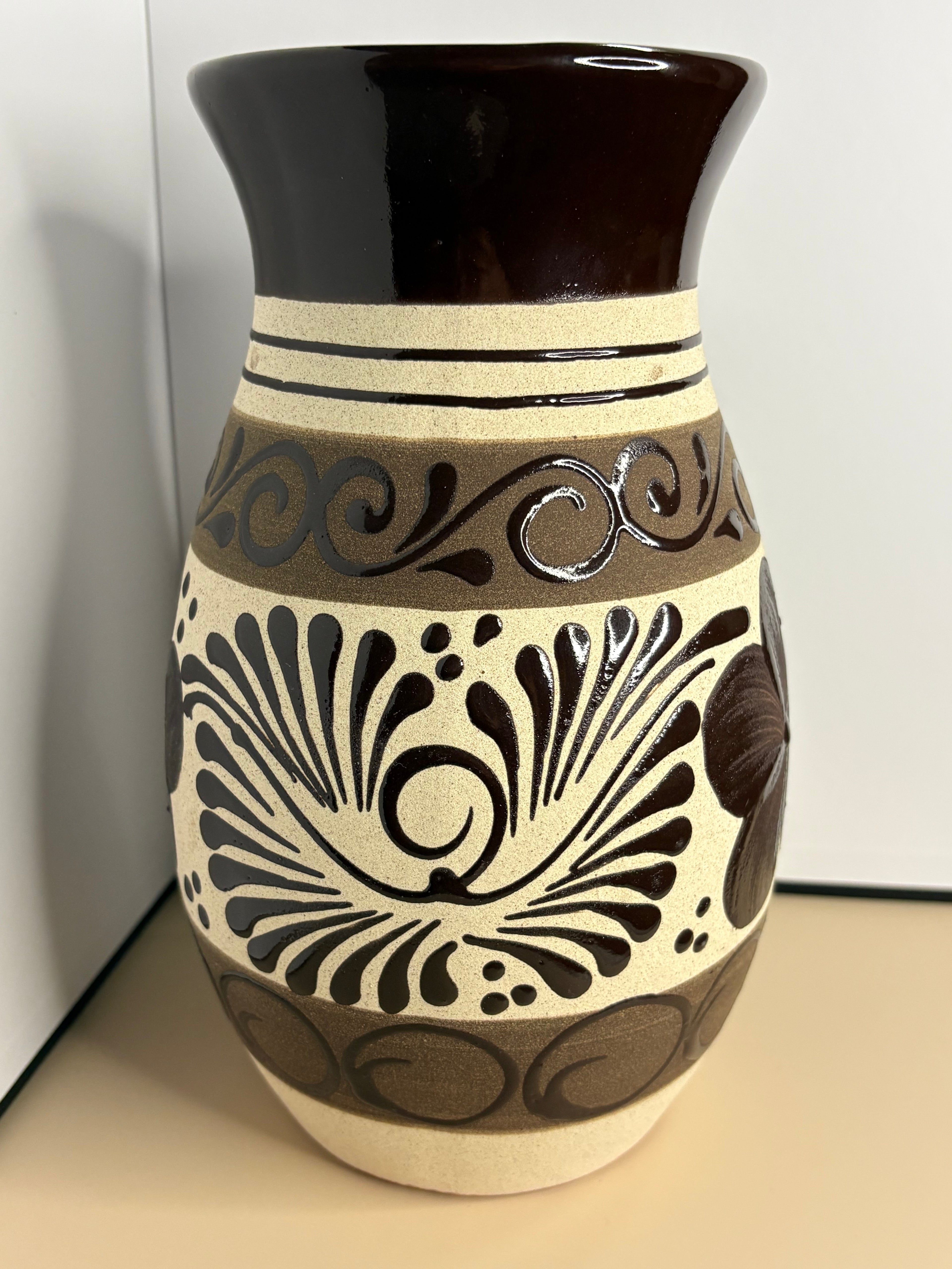 Talavera Flower Vase-brown