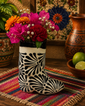 Black/cream Boot Vase