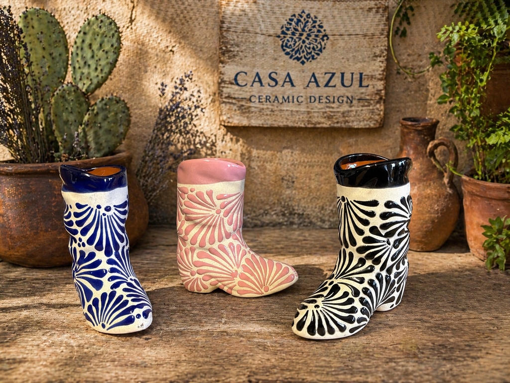 Blue Espiga Boot Vase