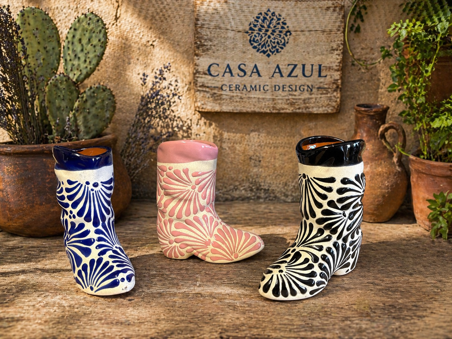 Blue Espiga Boot Vase