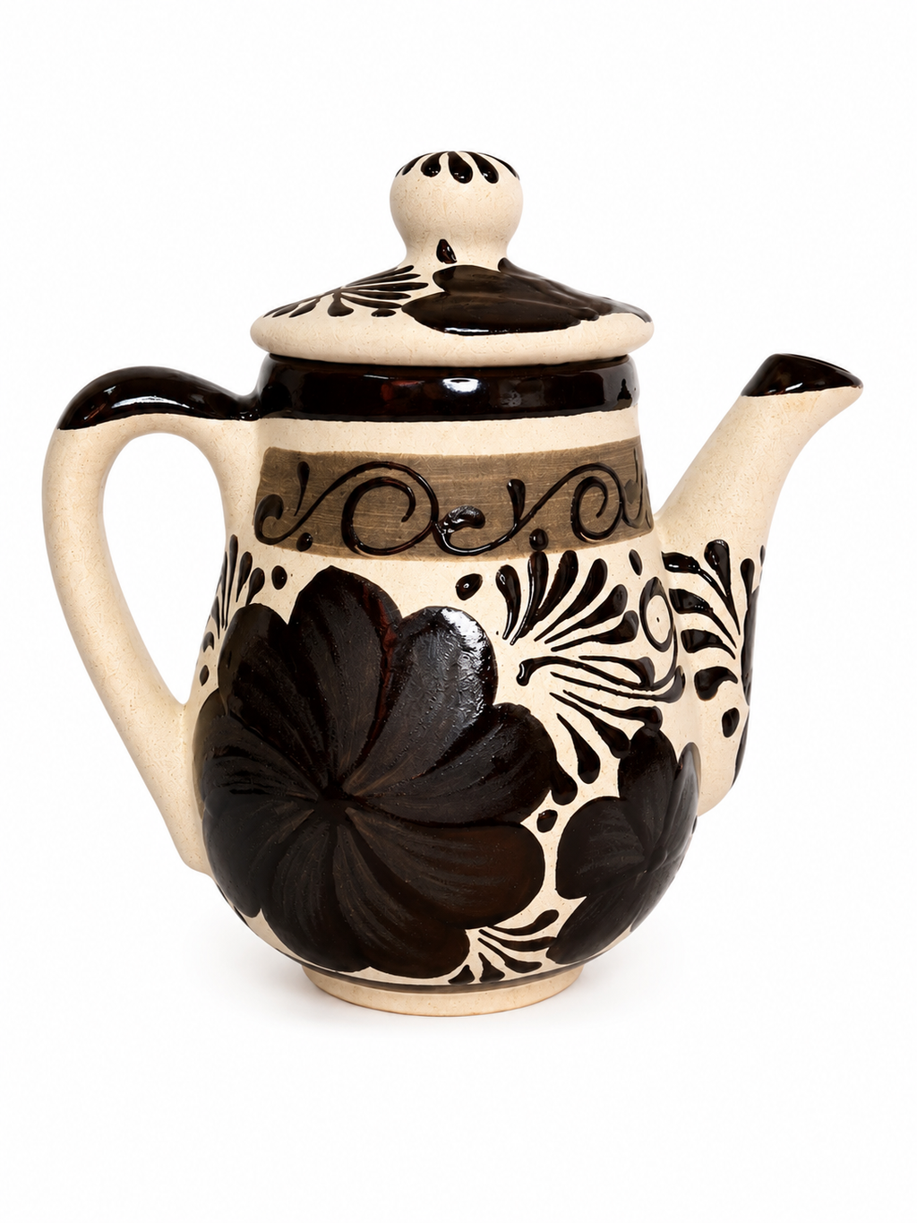Brown Floral Teapot