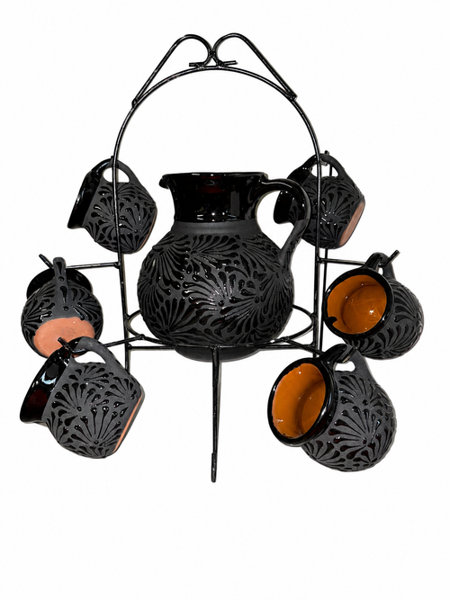 Black Talavera pitcher set