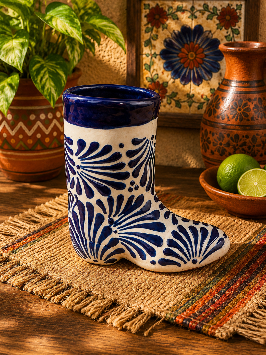 Blue Espiga Boot Vase